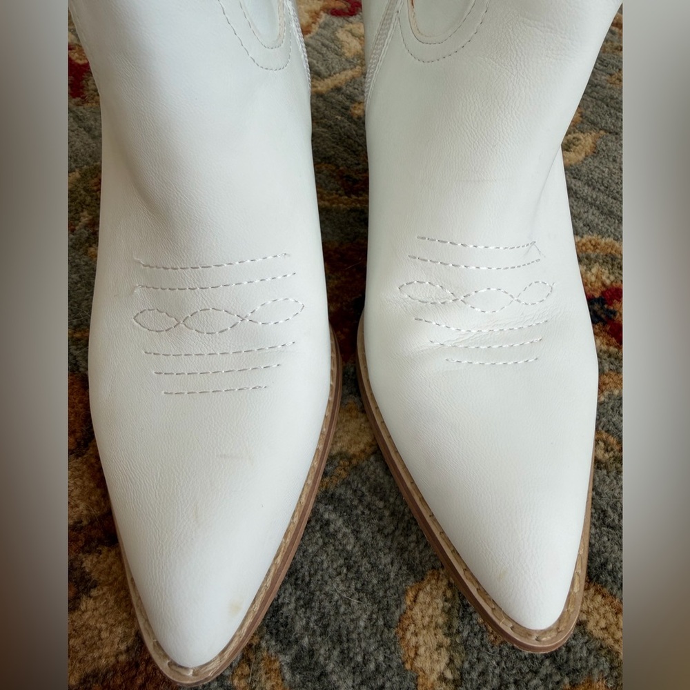 Mi.iM white Western Cowgirl Boots 8.5 Coastal Cowgirl Festival Boho - Picture 5 of 16